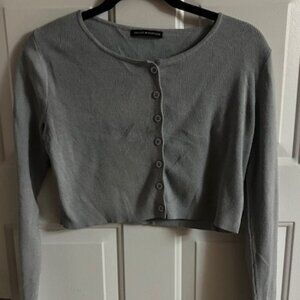 Brandy Melville Women's Cardigan Button Up Crop Sweater Blue Size Small